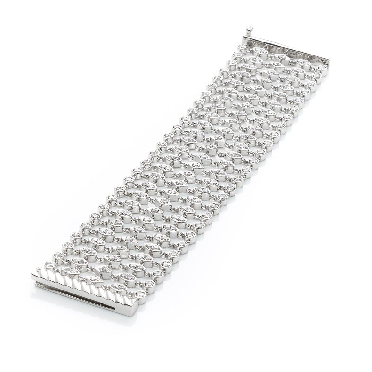 BMB60051 - Silver Strand Bracelet With Clear CZ - Bracelet