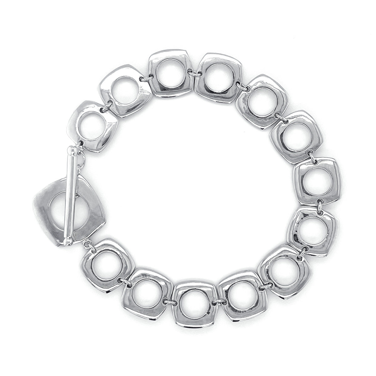 BMB60394 - Silver Tone In Square Shape In Hole Bracelet - Bracelet