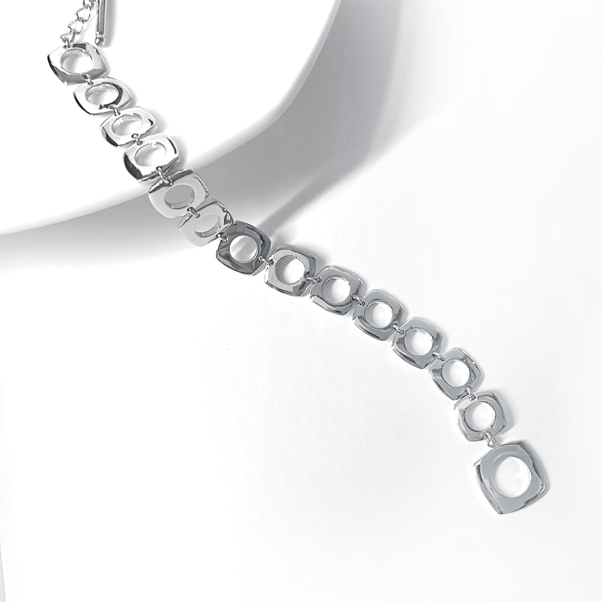 BMB60394 - Silver Tone In Square Shape In Hole Bracelet - Bracelet