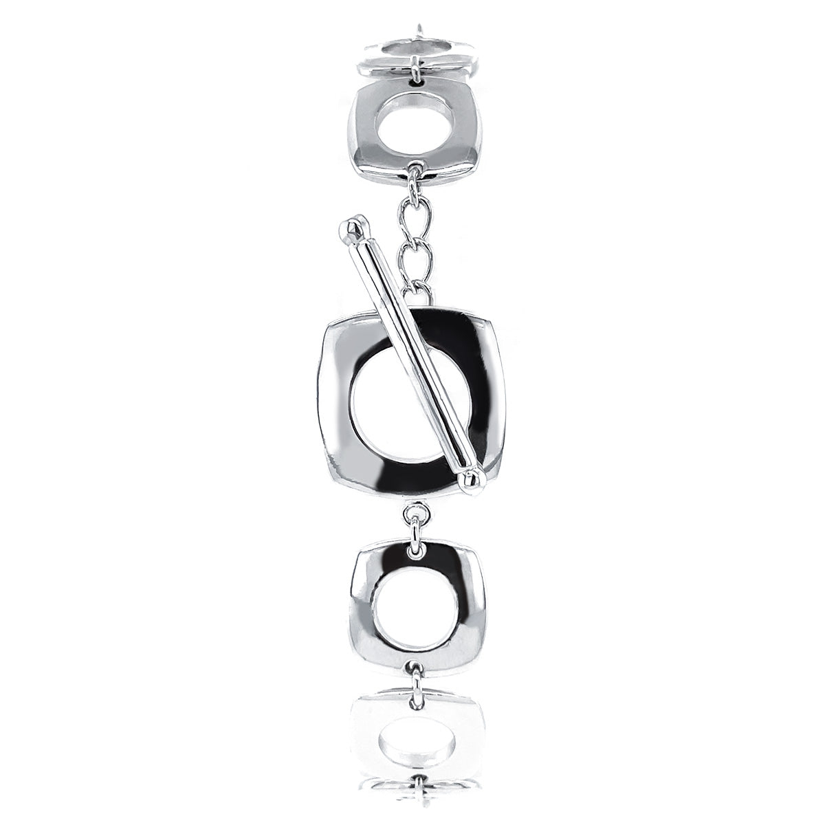 BMB60394 - Silver Tone In Square Shape In Hole Bracelet - Bracelet