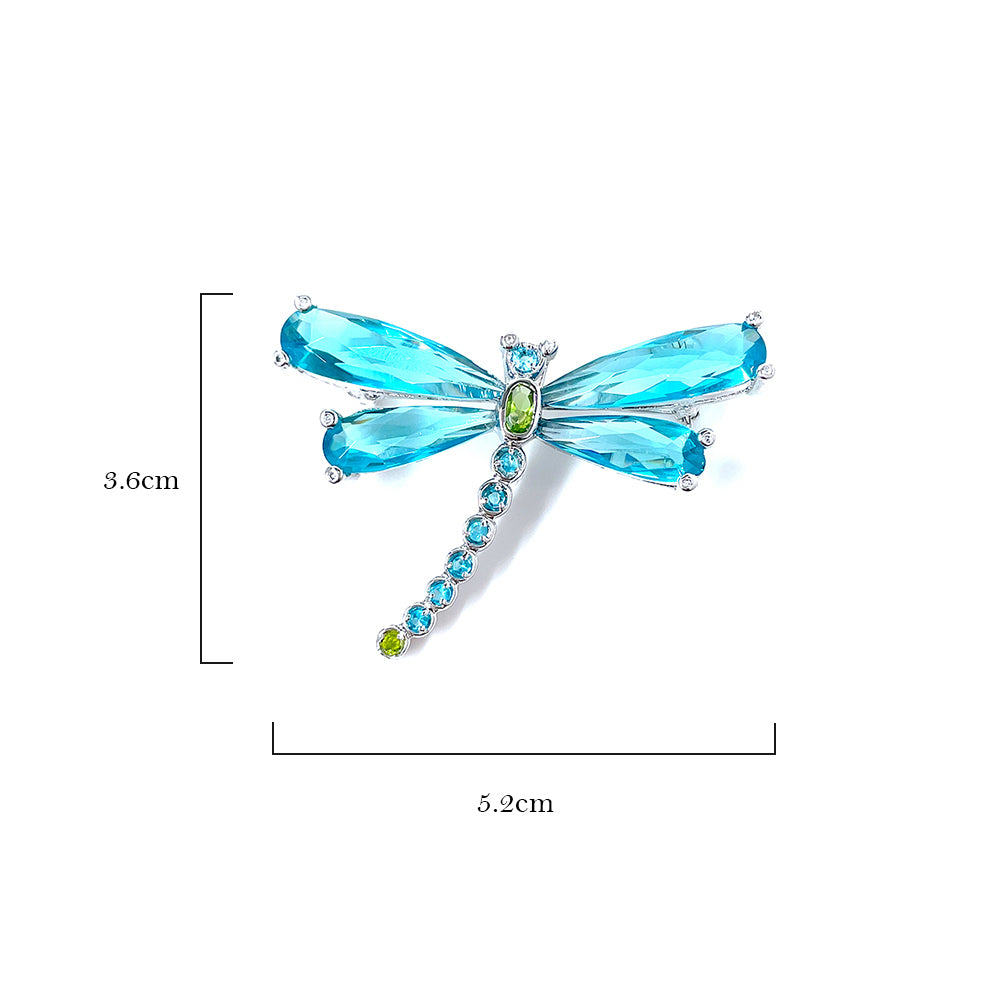 BMC65588 - Shine Aqua Dragonfly Insect - Brooch