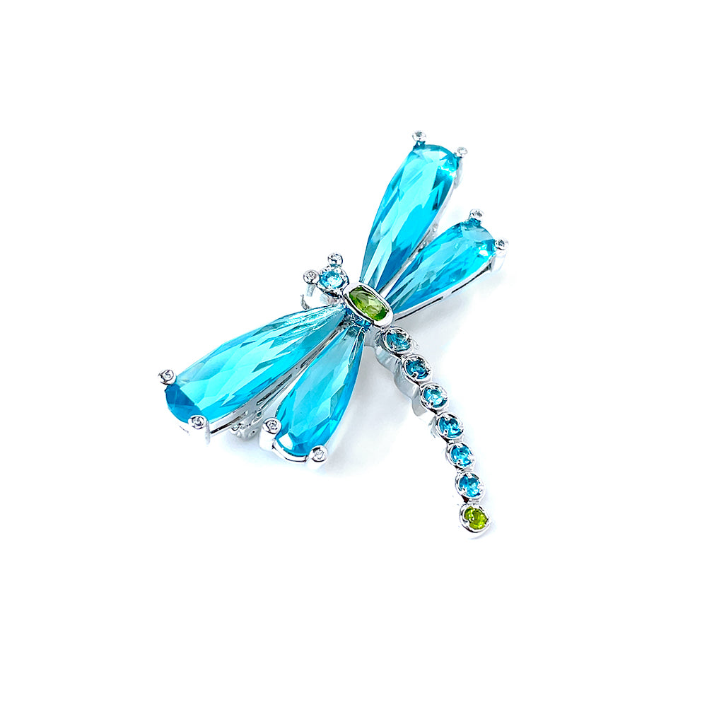 BMC65588 - Shine Aqua Dragonfly Insect - Brooch