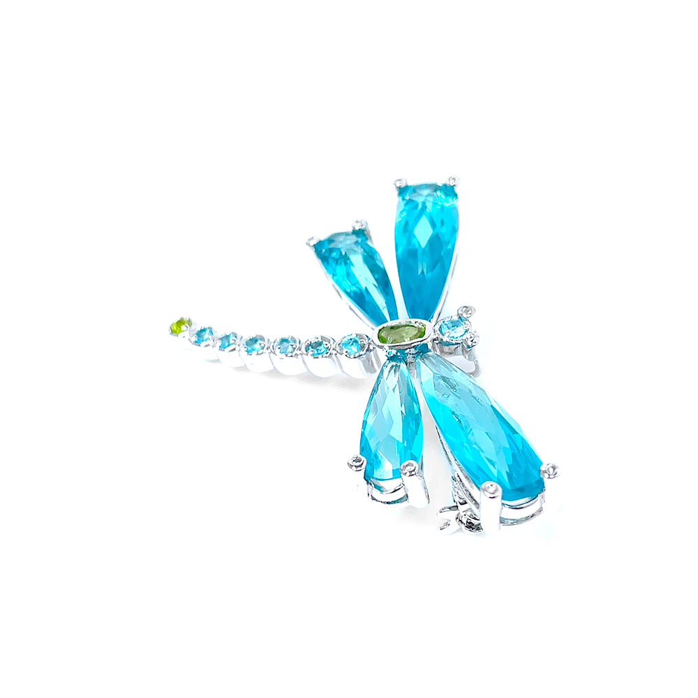 BMC65588 - Shine Aqua Dragonfly Insect - Brooch