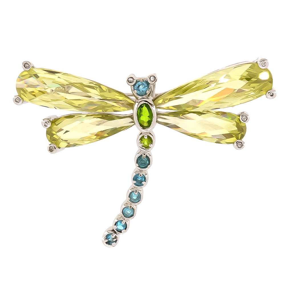 BMC65588 - Shine Aqua Dragonfly Insect - Brooch