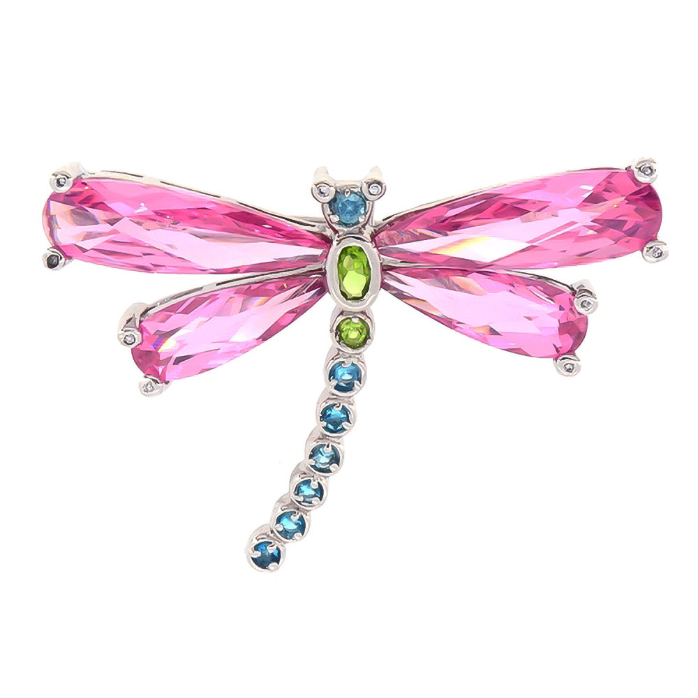 BMC65588 - Shine Aqua Dragonfly Insect - Brooch