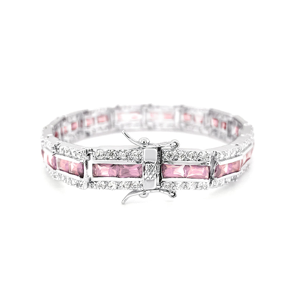 BMB69071 - Art Deco Simulated Baguette Cubic Zirconia Tennis Bracelet - Bracelet