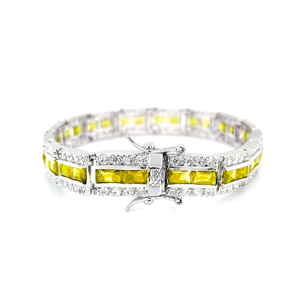 BMB69071 - Art Deco Simulated Baguette Cubic Zirconia Tennis Bracelet - Bracelet
