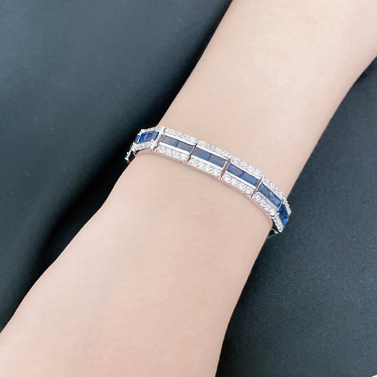 BMB69071 - 裝飾藝術仿長方形方晶鋯石網球手鍊 - 手鍊