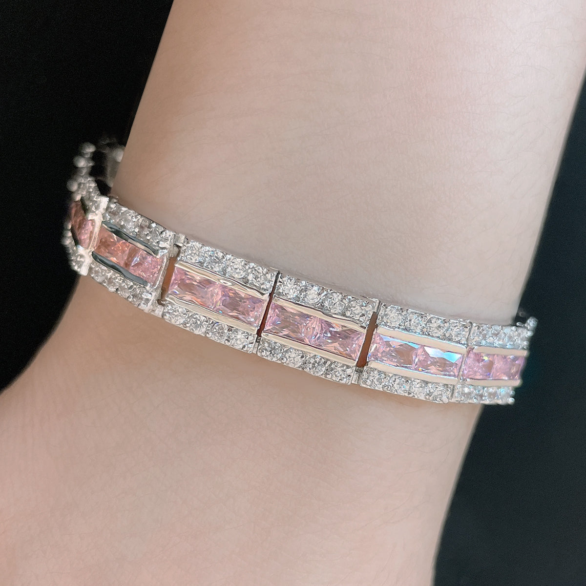 BMB69071 - Art Deco Simulated Baguette Cubic Zirconia Tennis Bracelet - Bracelet