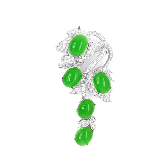 BMC80031 - カボション ジェイド ブローチ - 2-in-1 ペンダント ネックレス ブローチ