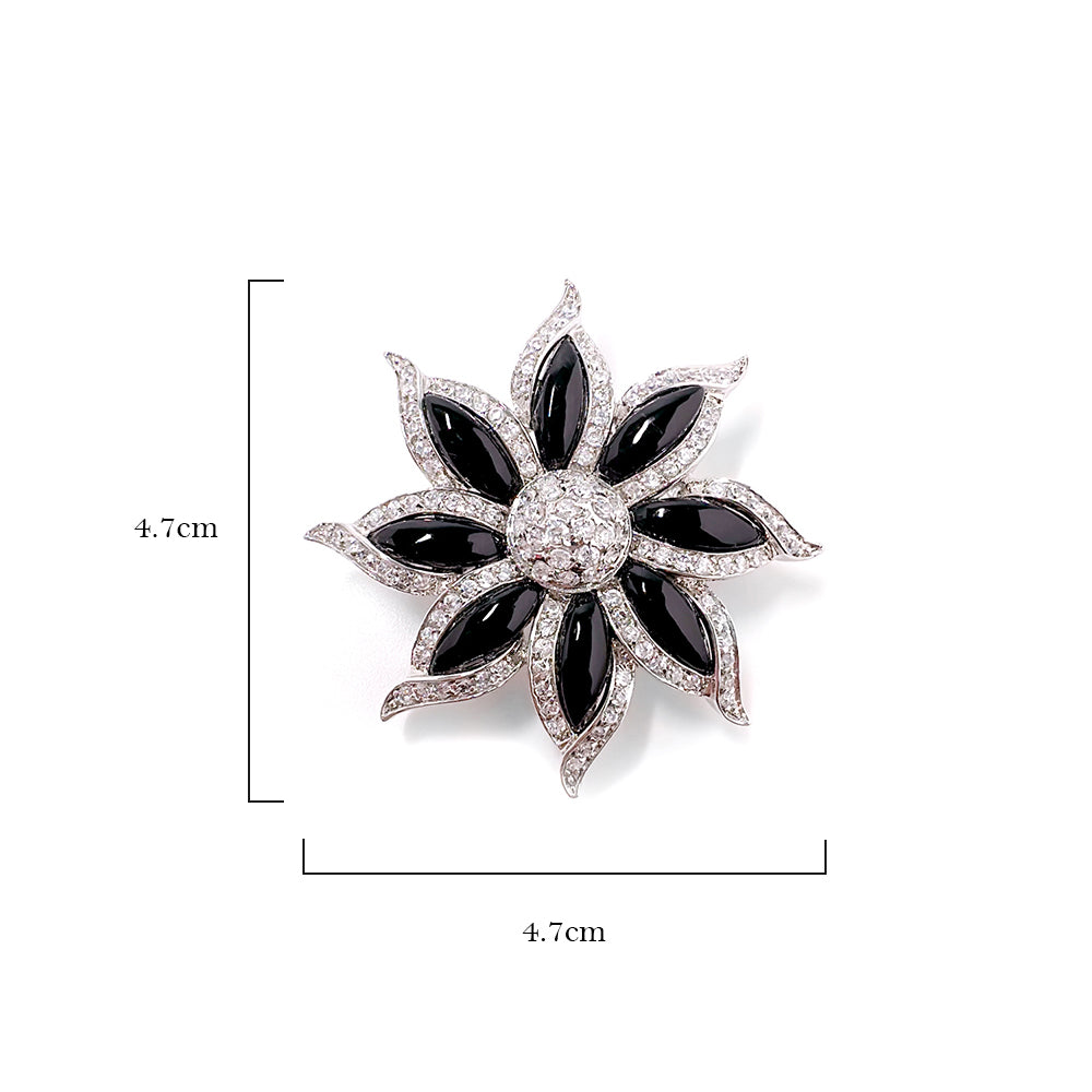 BMC80063 - Black And White Flower Inspire - Brooch