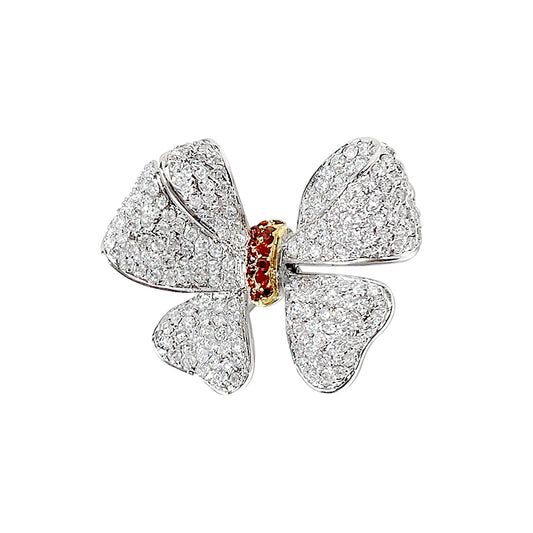 BMC80067 - Vintage Synthetic Ruby Cubic Zirconia Bow - Brooch