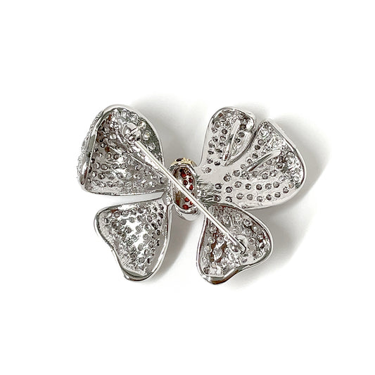 BMC80067 - Vintage Synthetic Ruby Cubic Zirconia Bow - Brooch