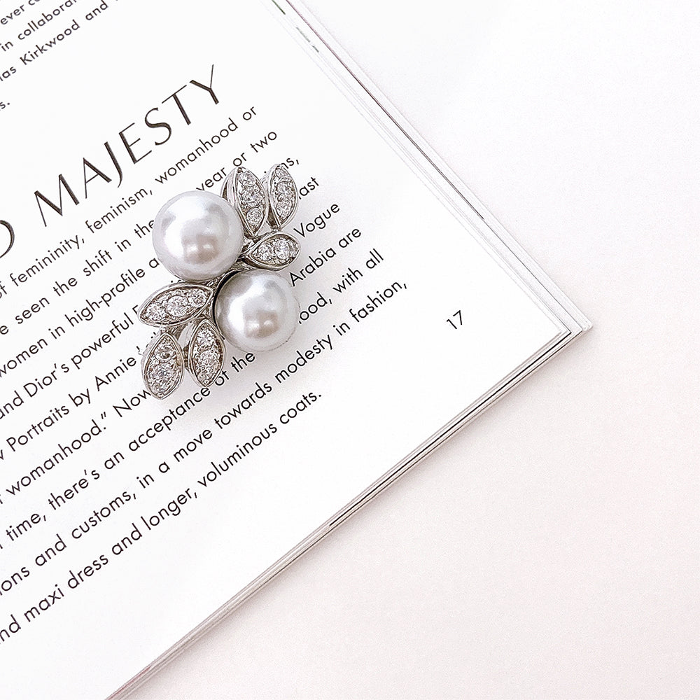 BMC80086 - Double Pearls - Brooch