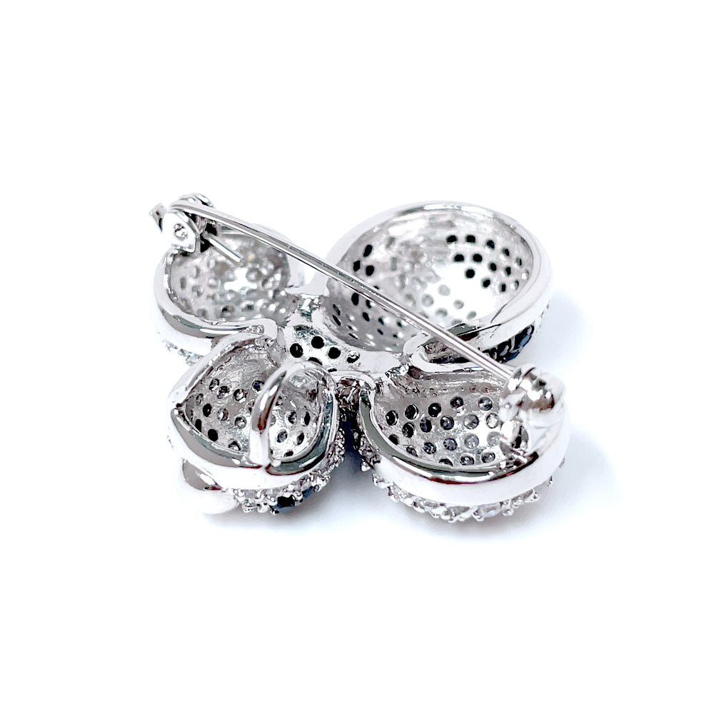 BMC80101 - Black And White Bumble Bee - 2-in-1 Pendant Necklace Brooch