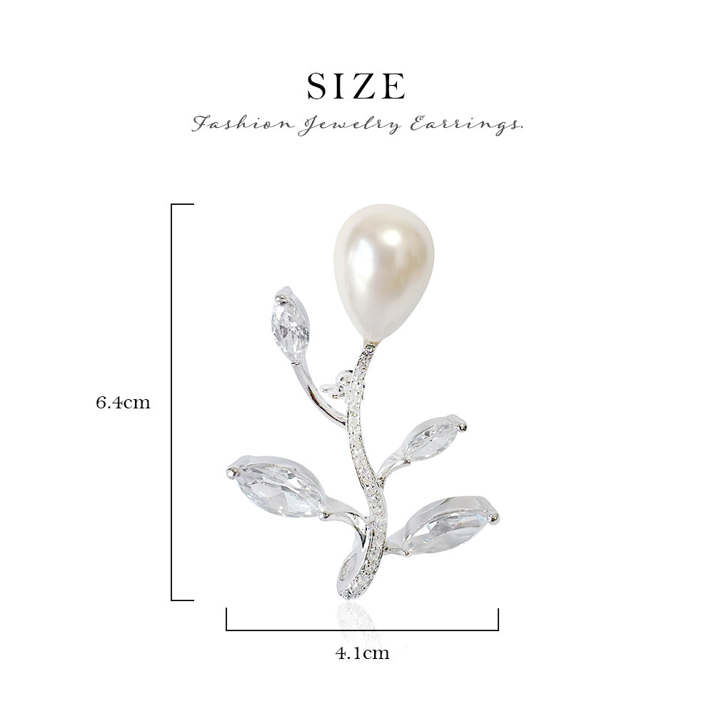 BMC80110 - White Flowing Branch Pearl - 2-in-1 Pendant Necklace Brooch
