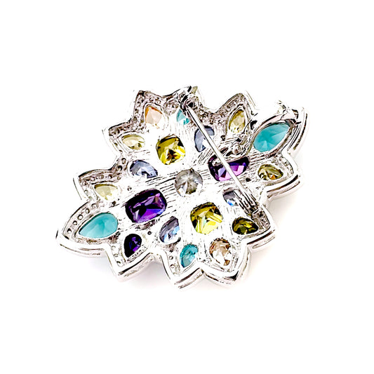 BMC80131 - Vintage Multi - Color - 2-in-1 Pendant Necklace Brooch