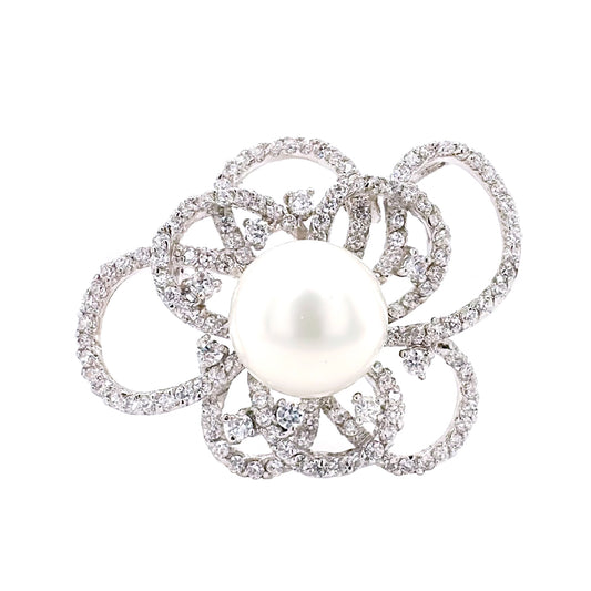 BMC80157 - Gold Color Pearl - 2-in-1 Pendant Necklace Brooch