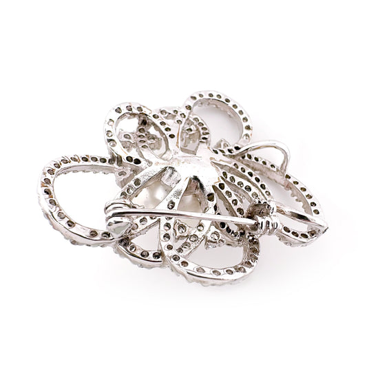 BMC80157 - Gold Color Pearl - 2-in-1 Pendant Necklace Brooch