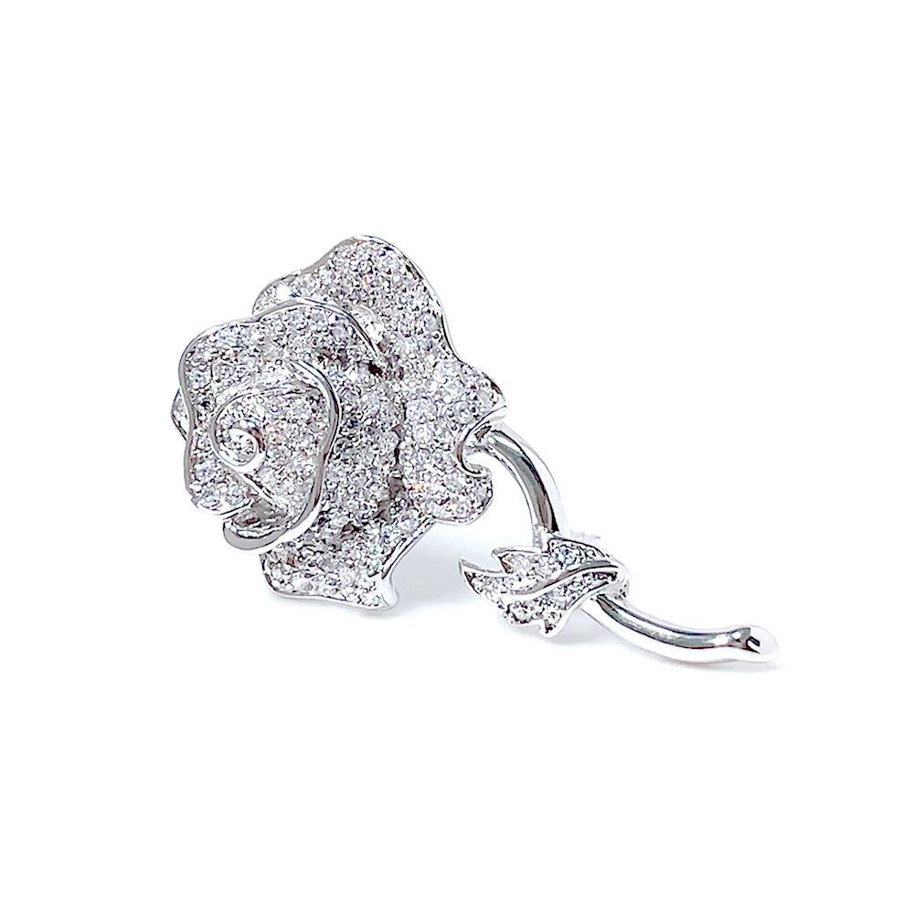 BMC80165 - White Rose - 2-in-1 Pendant Necklace Brooch