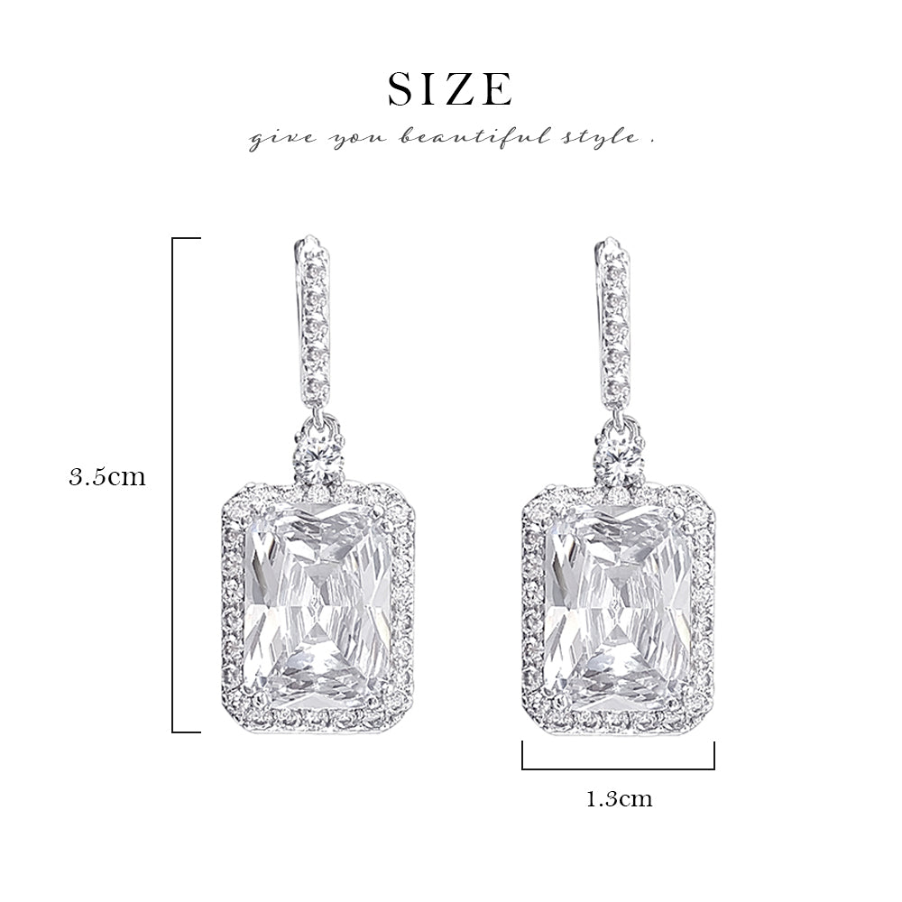 BME80773 - 10Ct CZ Dangle Hoop Statement Earrings - Pendant Earrings