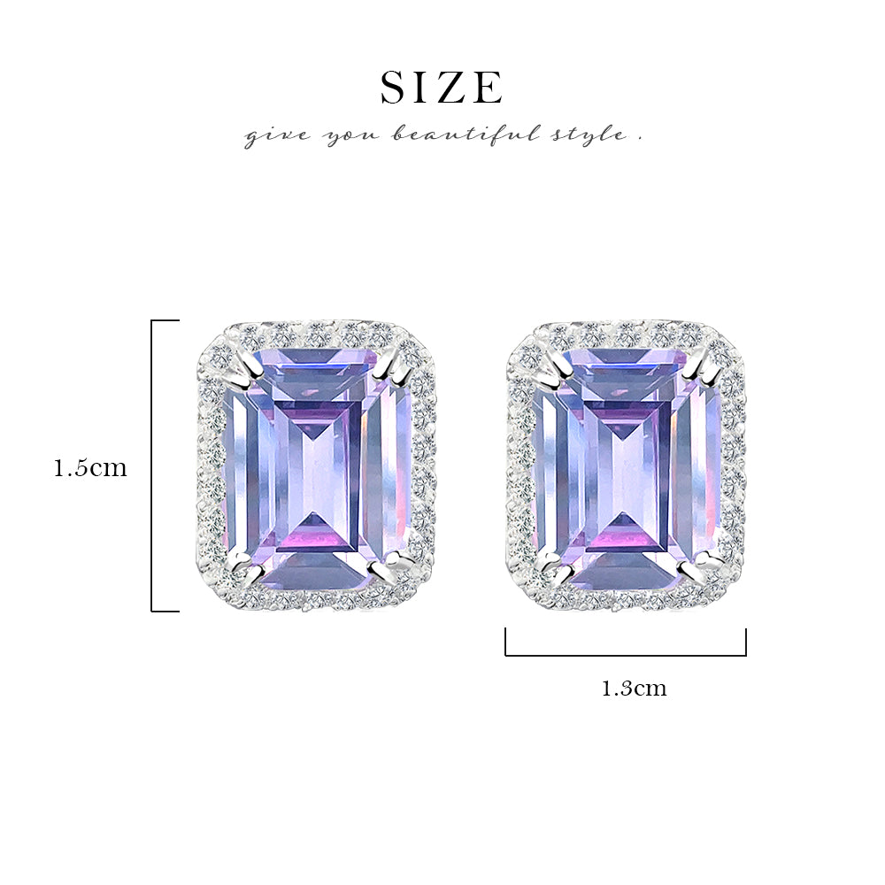 BME80773 - Fancy Emerald Cut CZ Earrings - Stud Earrings