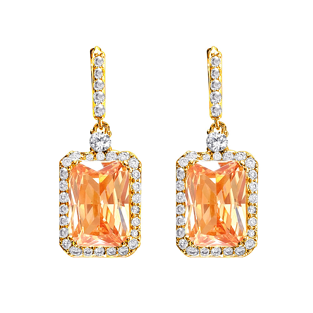BME80773 - 10Ct CZ Dangle Hoop Statement Earrings - Pendant Earrings