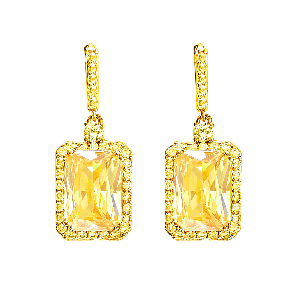 BME80773 - 10Ct CZ Dangle Hoop Statement Earrings - Pendant Earrings
