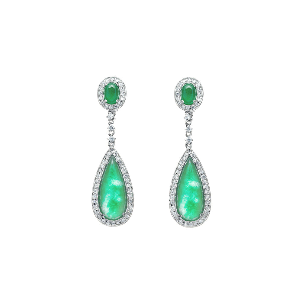BME80822 - Fancy Chandelier Statement CZ Bridal Wedding - Dangle Earrings