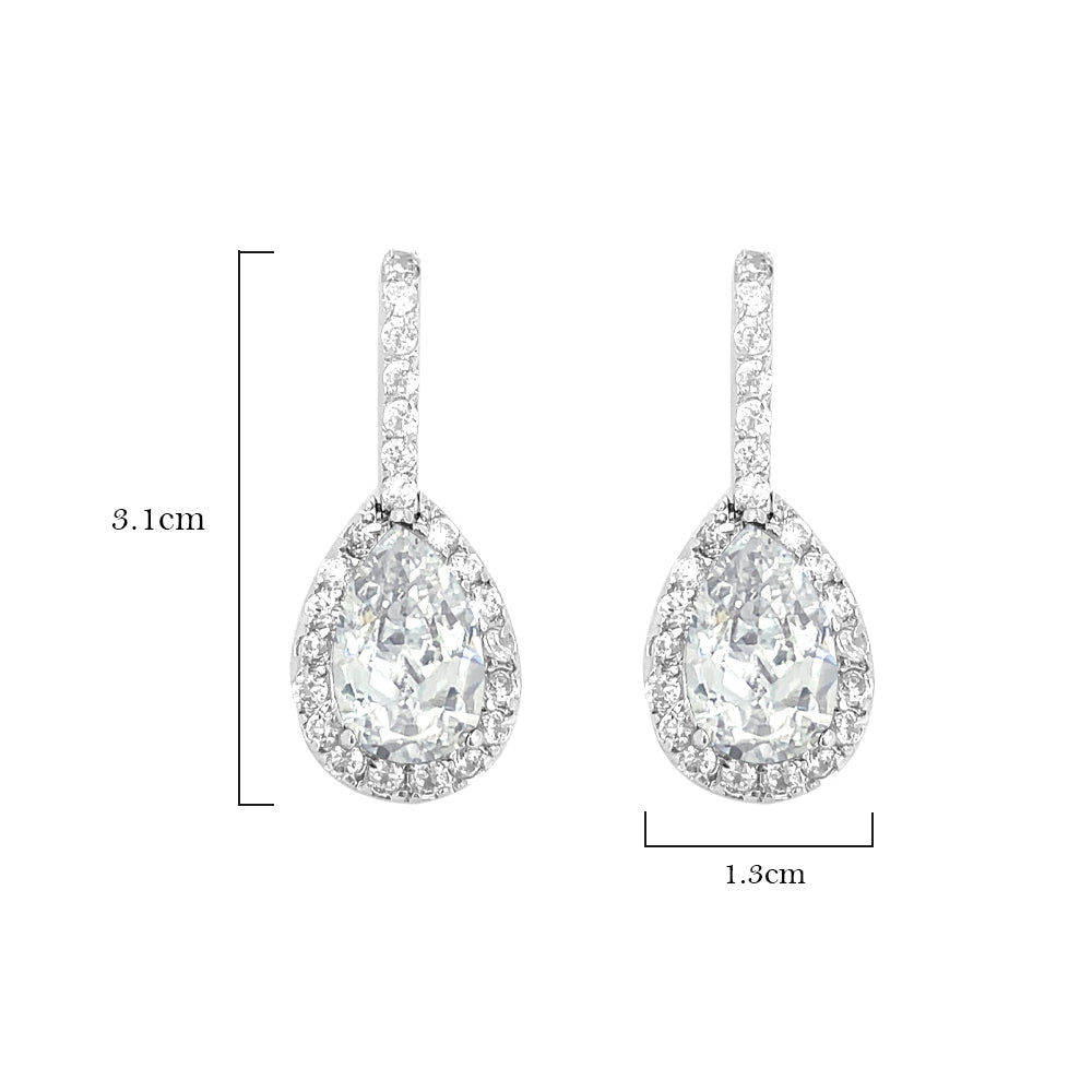 BME80823 - Peardrop Halo Imitation CZ Earrings - Hoop Earrings