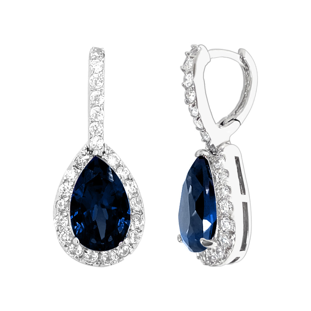 BME80823 - Peardrop Halo Imitation CZ Earrings - Hoop Earrings