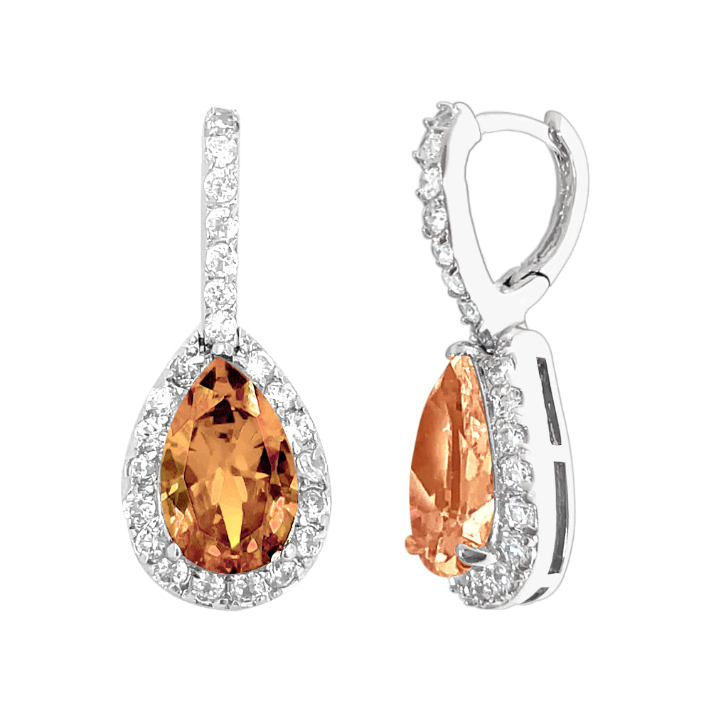 BME80823 - Peardrop Halo Imitation CZ Earrings - Hoop Earrings