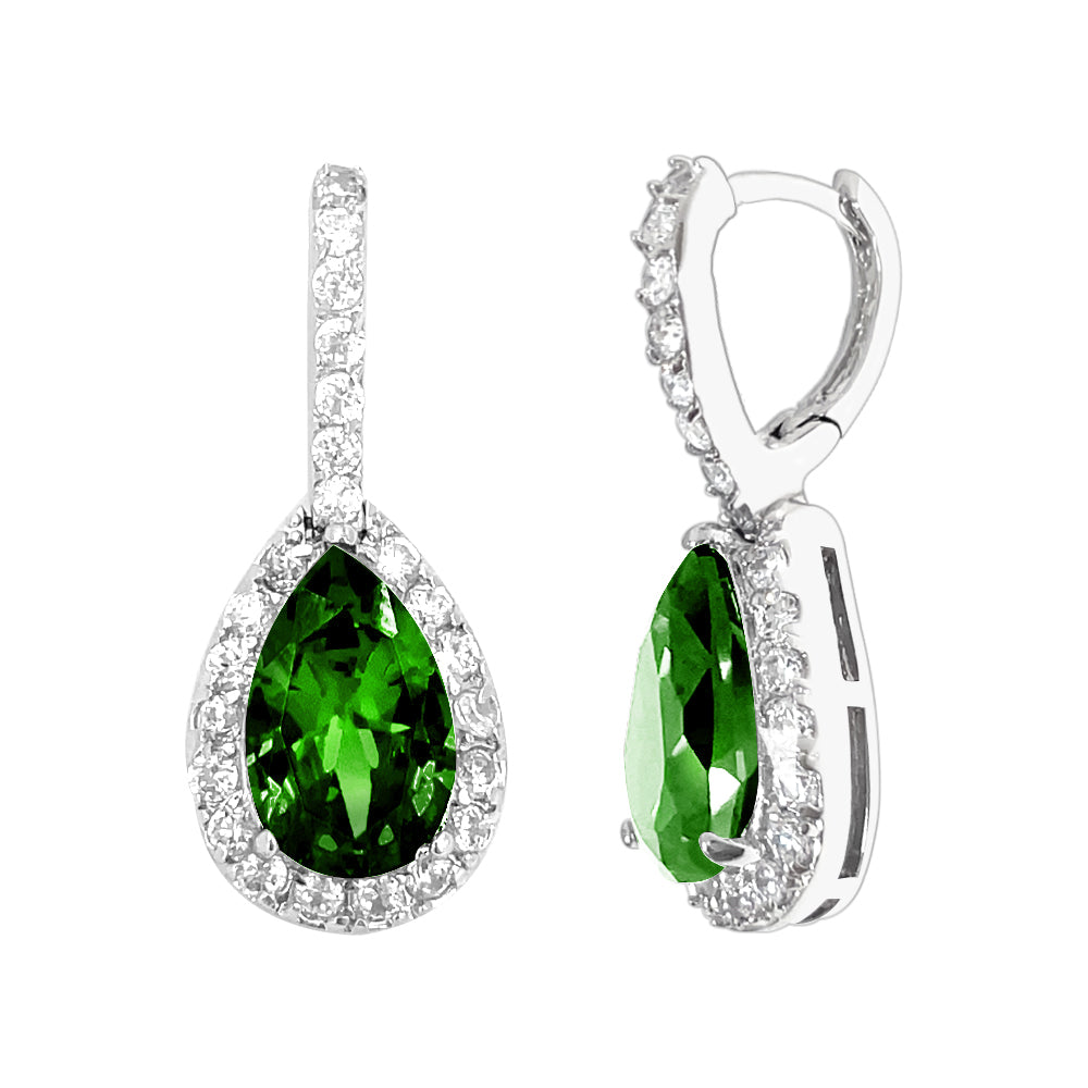 BME80823 - Peardrop Halo Imitation CZ Earrings - Hoop Earrings