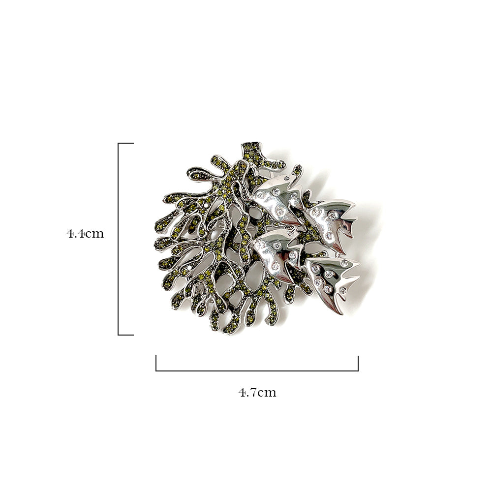 BMC80967 - Tropical Fish+Coral - 2-in-1 Pendant Necklace Brooch