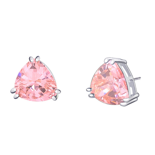 BME221936 - Funky Cubic Zirconia Triangle Trillion Cut Solitaire Earrings - Stud Earrings