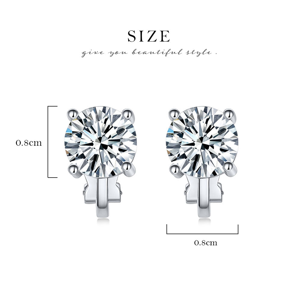 BME81194 - Brilliant Cut 2 Carat 8mm Solitaire CZ Earrings - Clip On Earrings