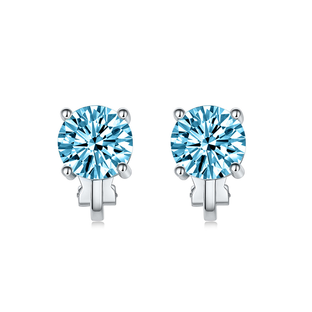 BME81194 - Brilliant Cut 2 Carat 8mm Solitaire CZ Earrings - Clip On Earrings