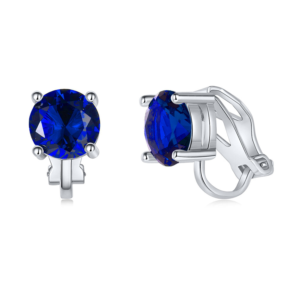 BME81194 - Brilliant Cut 2 Carat 8mm Solitaire CZ Earrings - Clip On Earrings