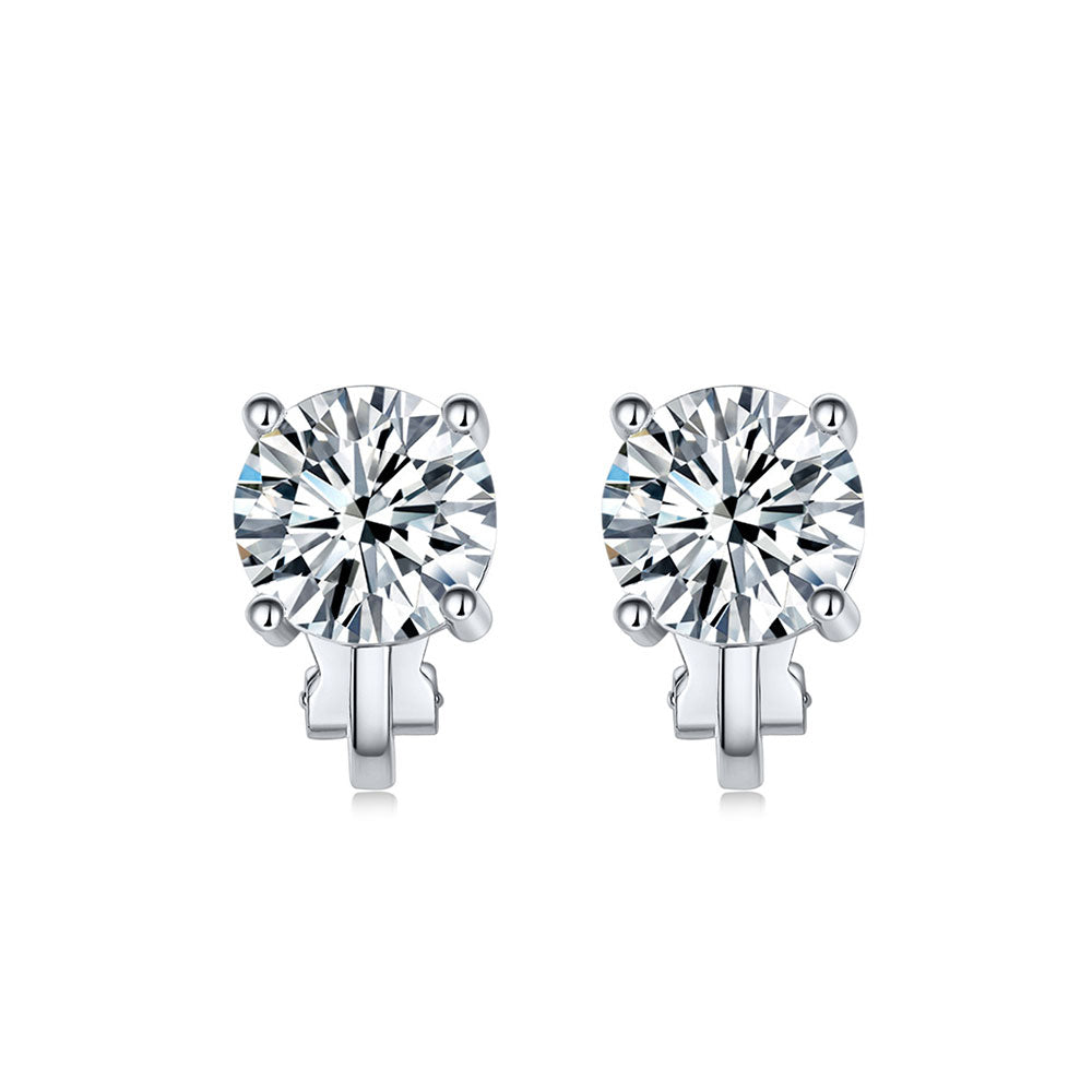 BME81194 - Brilliant Cut 2 Carat 8mm Solitaire CZ Earrings - Clip On Earrings