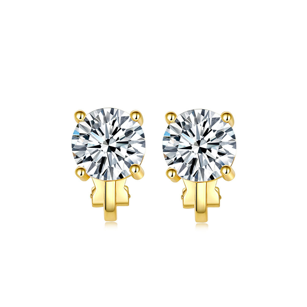 BME81194 - Brilliant Cut 2 Carat 8mm Solitaire CZ Earrings - Clip On Earrings