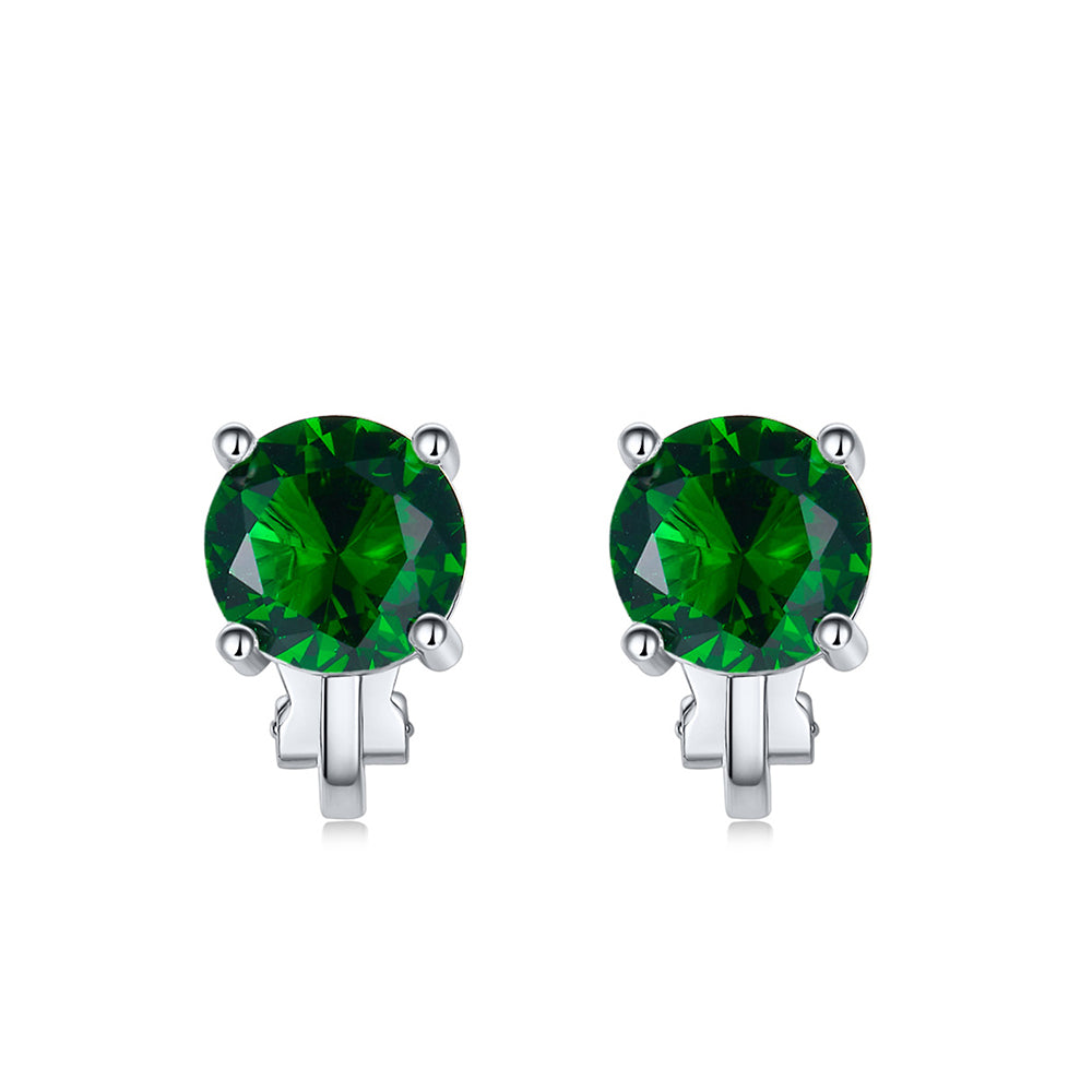 BME81194 - Brilliant Cut 2 Carat 8mm Solitaire CZ Earrings - Clip On Earrings