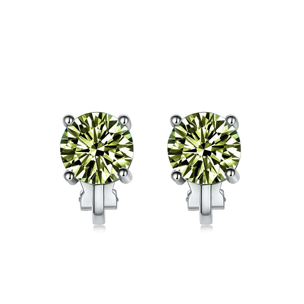 BME81194 - Brilliant Cut 2 Carat 8mm Solitaire CZ Earrings - Clip On Earrings