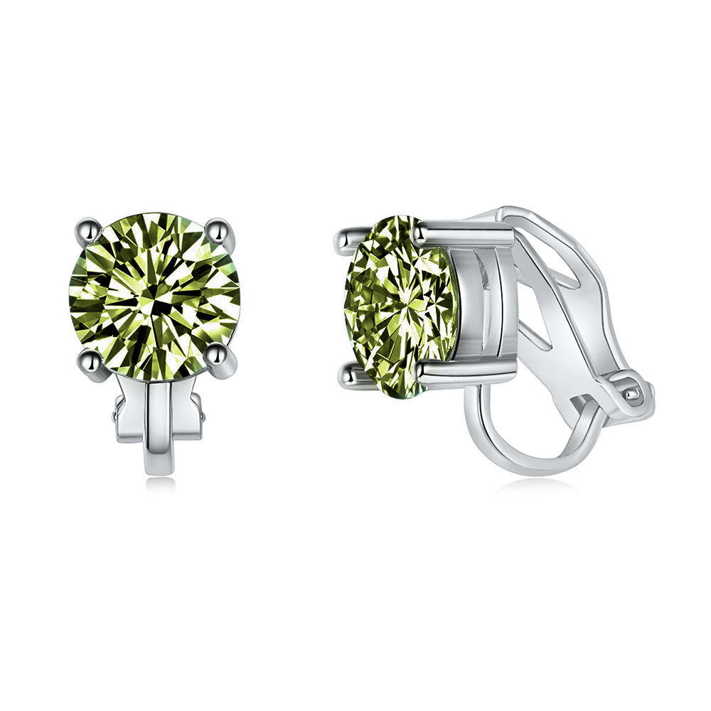 BME81194 - Brilliant Cut 2 Carat 8mm Solitaire CZ Earrings - Clip On Earrings