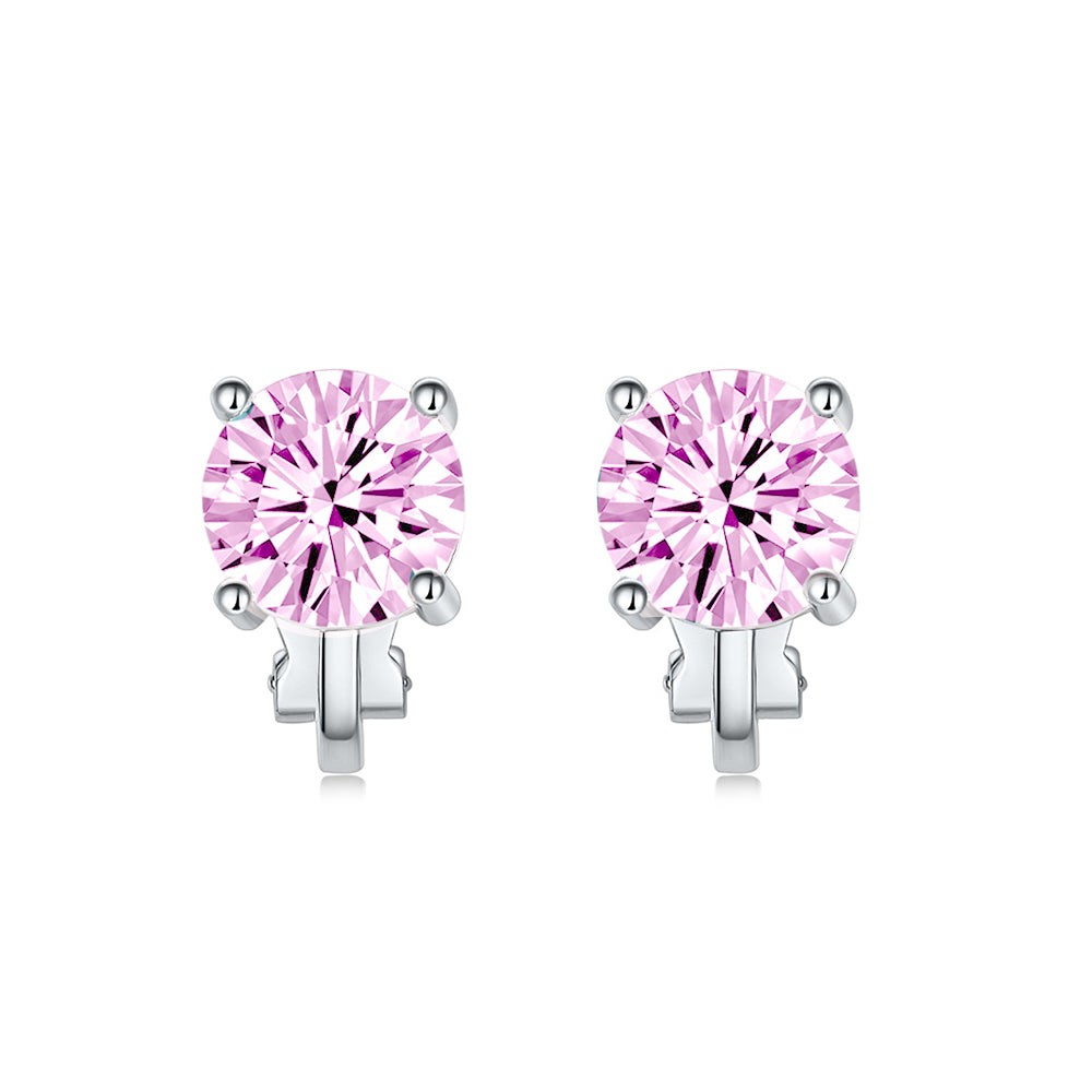 BME81194 - Brilliant Cut 2 Carat 8mm Solitaire CZ Earrings - Clip On Earrings