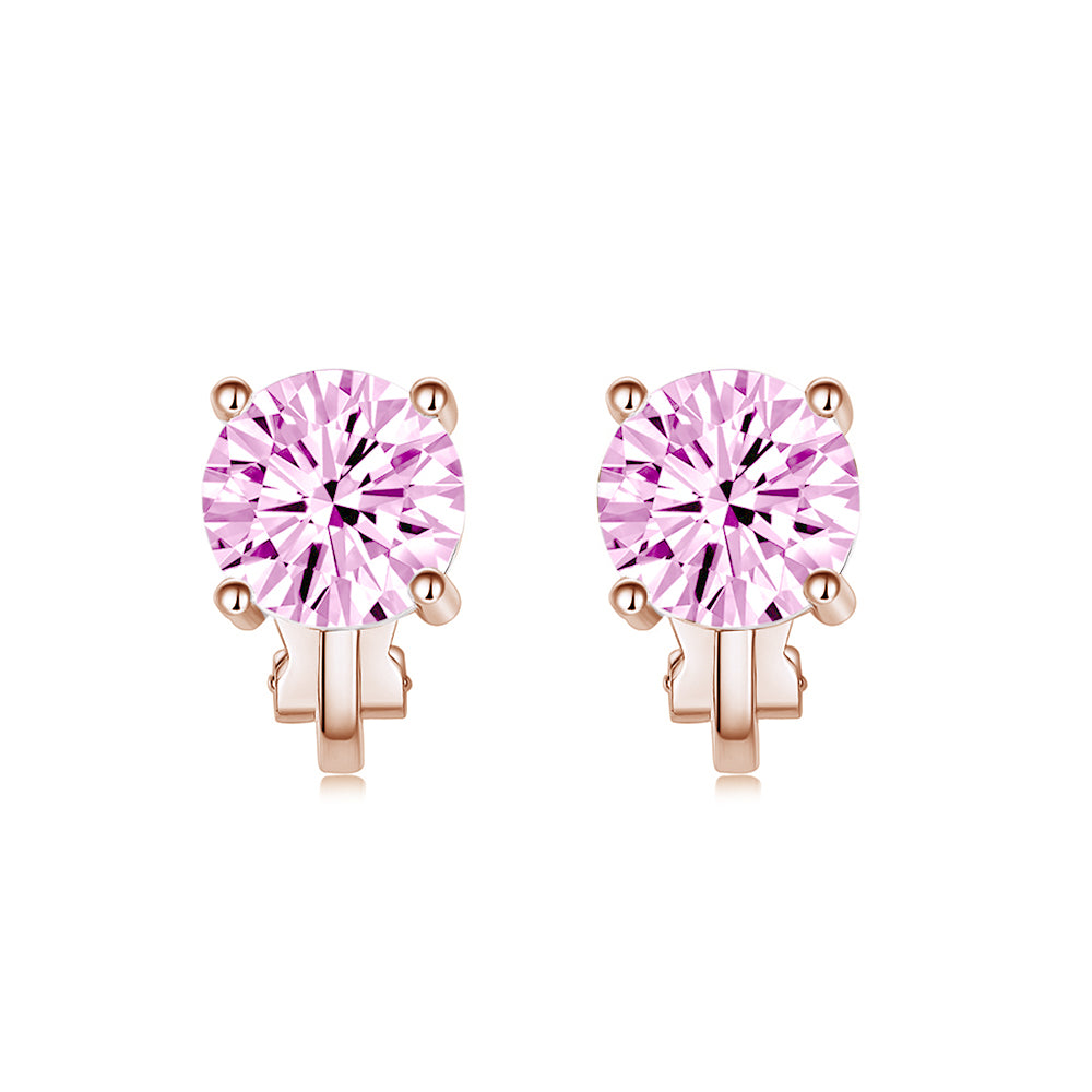 BME81194 - Brilliant Cut 2 Carat 8mm Solitaire CZ Earrings - Clip On Earrings