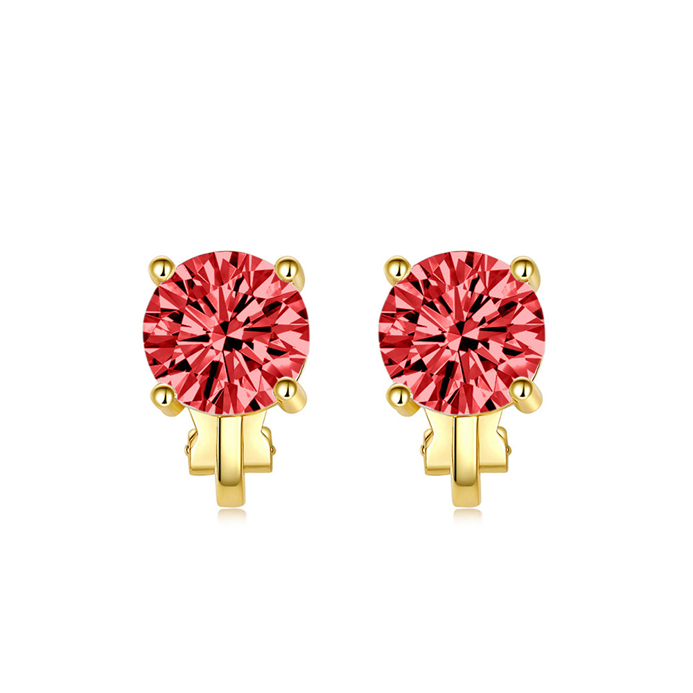 BME81194 - Brilliant Cut 2 Carat 8mm Solitaire CZ Earrings - Clip On Earrings