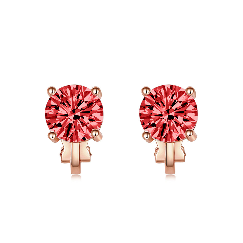 BME81194 - Brilliant Cut 2 Carat 8mm Solitaire CZ Earrings - Clip On Earrings