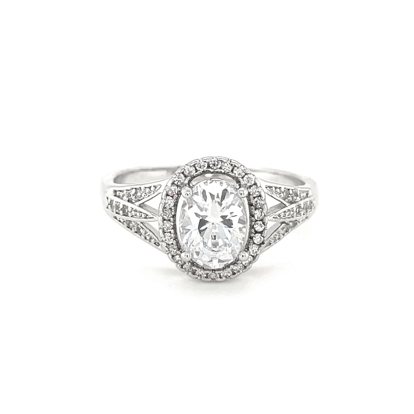 BMR84081 - Oval Cut Halo Flower - Engagemet Ring