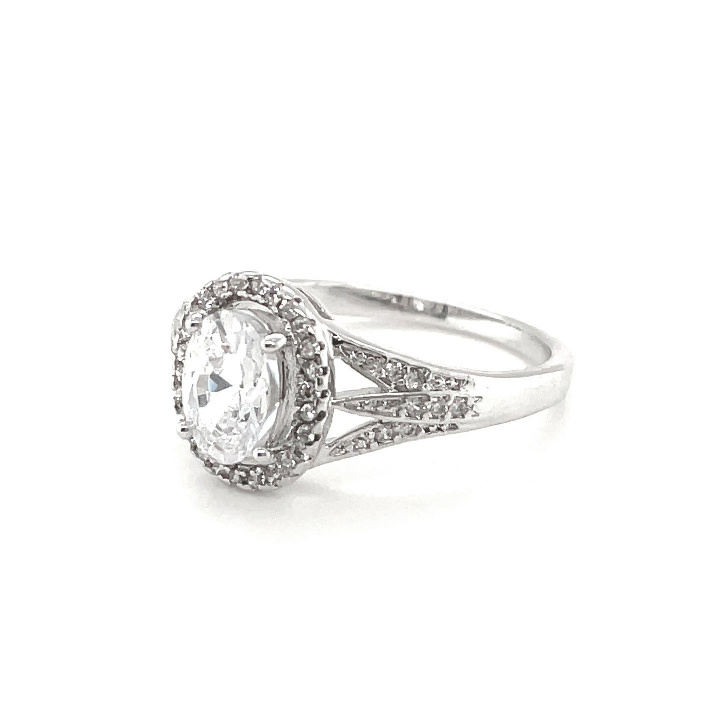 BMR84081 - Oval Cut Halo Flower - Engagemet Ring