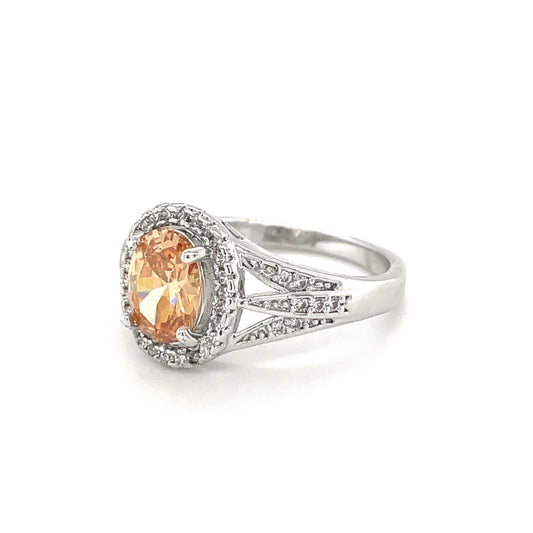 BMR84081 - Oval Cut Halo Flower - Engagemet Ring